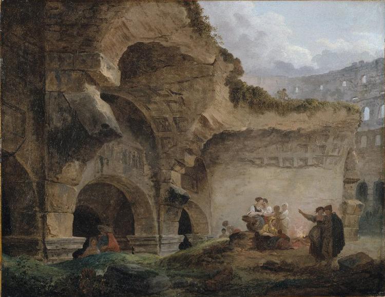Hubert Robert Washerwomen in the Ruins of the Colosseum oil painting picture
